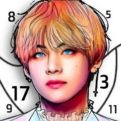 Взломанная Kpop Paint by Numbers BT21  [МОД Mega Pack] - стабильная версия apk на Андроид