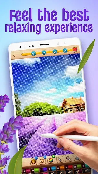 Cross-Stitch: Coloring Book (Кросс)  [МОД Бесконечные монеты] Screenshot 1