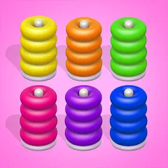 Скачать взломанную Color Sort 3D — Hoop Stack  [МОД Mega Pack] - последняя версия apk на Андроид